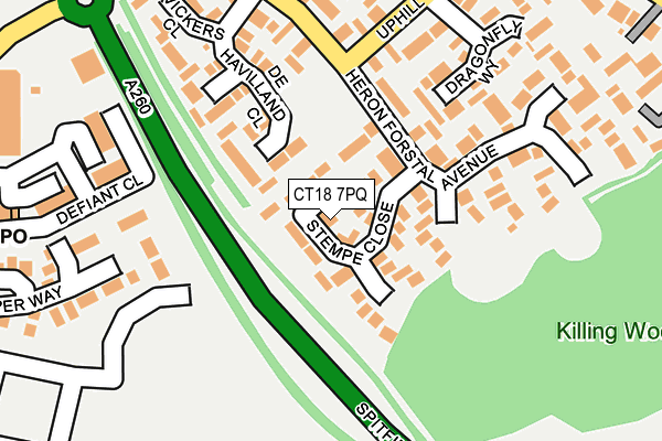 CT18 7PQ map - OS OpenMap – Local (Ordnance Survey)