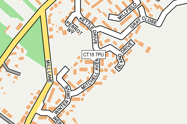 CT18 7PU map - OS OpenMap – Local (Ordnance Survey)