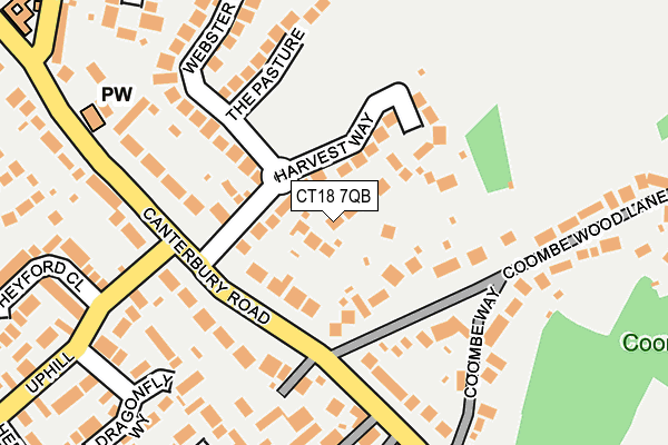 CT18 7QB map - OS OpenMap – Local (Ordnance Survey)