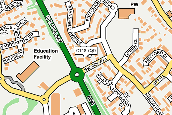 CT18 7QD map - OS OpenMap – Local (Ordnance Survey)