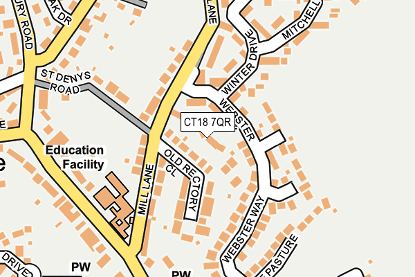 CT18 7QR map - OS OpenMap – Local (Ordnance Survey)