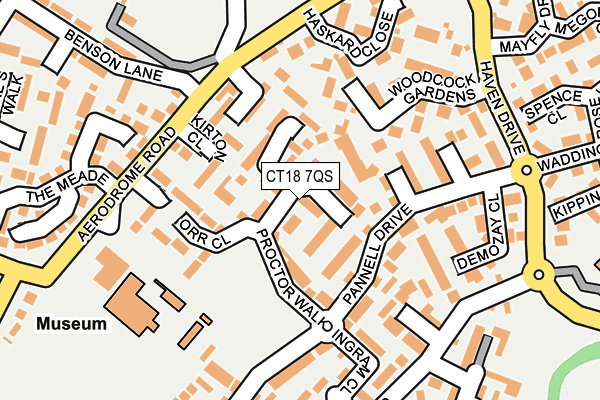 CT18 7QS map - OS OpenMap – Local (Ordnance Survey)