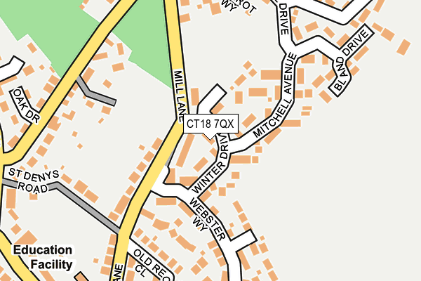 CT18 7QX map - OS OpenMap – Local (Ordnance Survey)