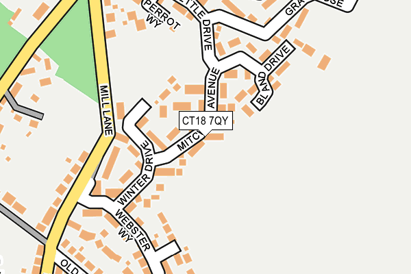 CT18 7QY map - OS OpenMap – Local (Ordnance Survey)