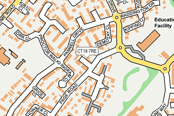 CT18 7RE map - OS OpenMap – Local (Ordnance Survey)