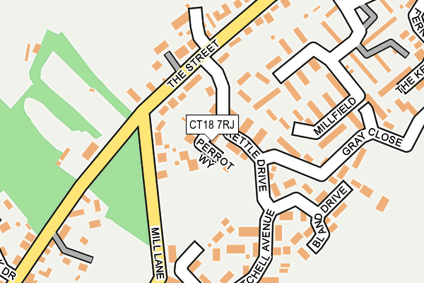 CT18 7RJ map - OS OpenMap – Local (Ordnance Survey)