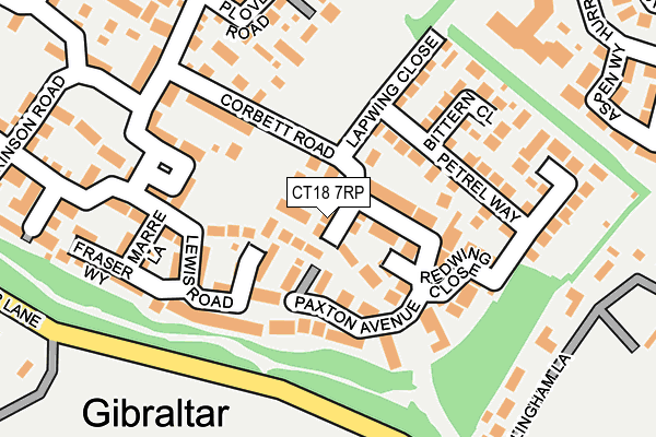CT18 7RP map - OS OpenMap – Local (Ordnance Survey)