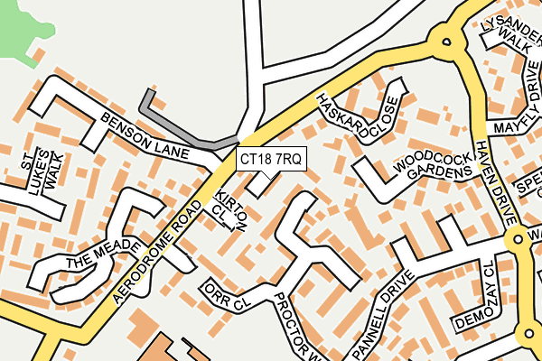 CT18 7RQ map - OS OpenMap – Local (Ordnance Survey)