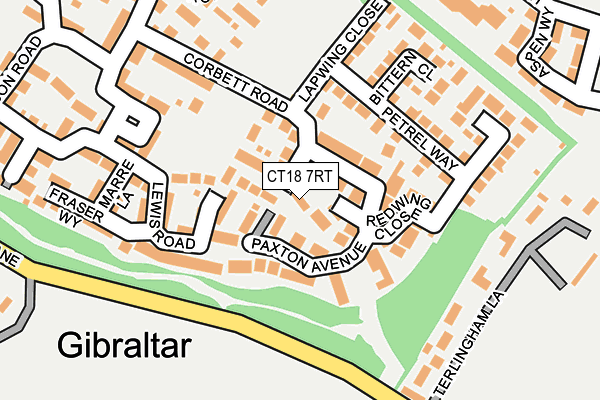 CT18 7RT map - OS OpenMap – Local (Ordnance Survey)