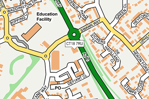 CT18 7RU map - OS OpenMap – Local (Ordnance Survey)