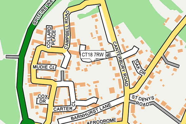 CT18 7RW map - OS OpenMap – Local (Ordnance Survey)