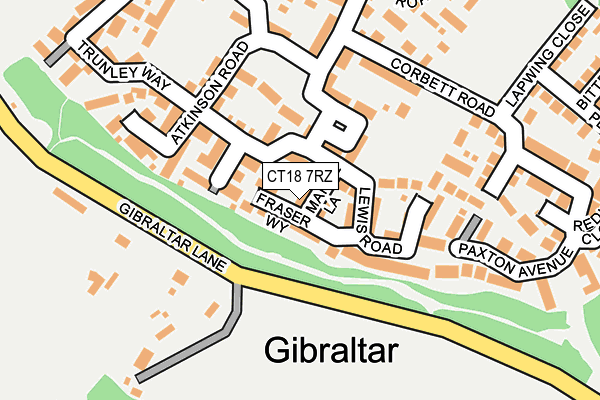 CT18 7RZ map - OS OpenMap – Local (Ordnance Survey)