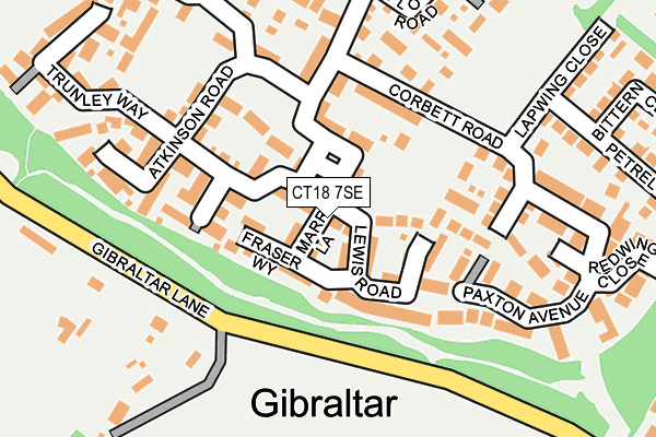 CT18 7SE map - OS OpenMap – Local (Ordnance Survey)