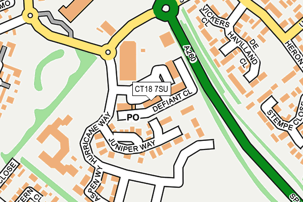 CT18 7SU map - OS OpenMap – Local (Ordnance Survey)