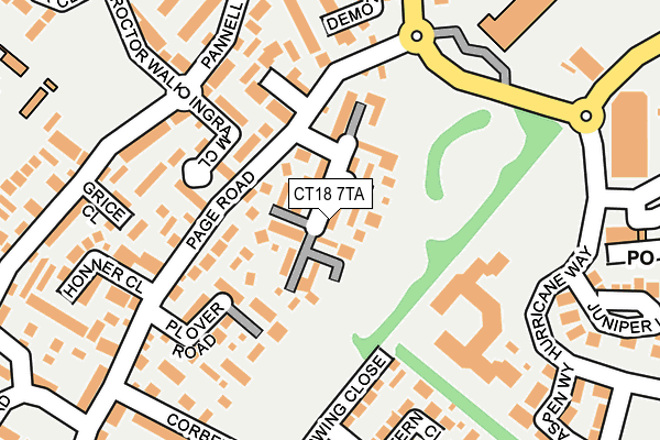 CT18 7TA map - OS OpenMap – Local (Ordnance Survey)