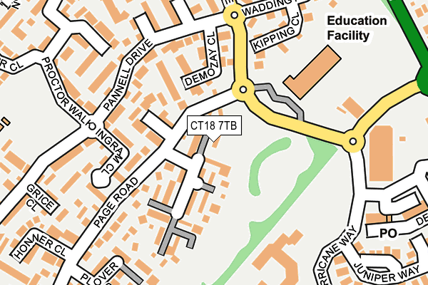 CT18 7TB map - OS OpenMap – Local (Ordnance Survey)