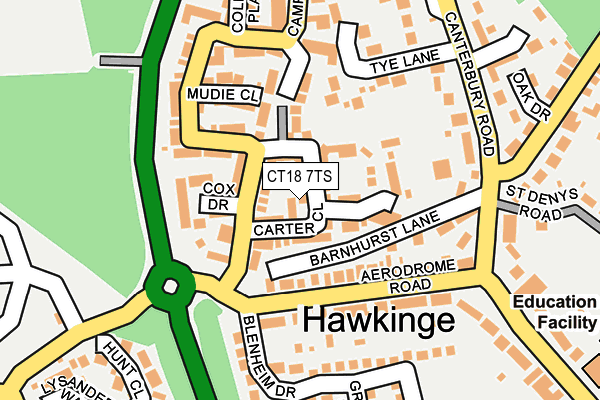 CT18 7TS map - OS OpenMap – Local (Ordnance Survey)