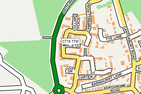 CT18 7TW map - OS OpenMap – Local (Ordnance Survey)