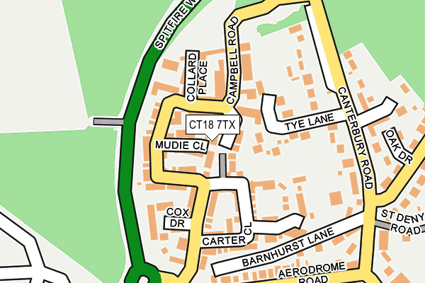 CT18 7TX map - OS OpenMap – Local (Ordnance Survey)