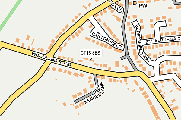 CT18 8ES map - OS OpenMap – Local (Ordnance Survey)