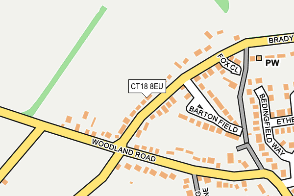 CT18 8EU map - OS OpenMap – Local (Ordnance Survey)