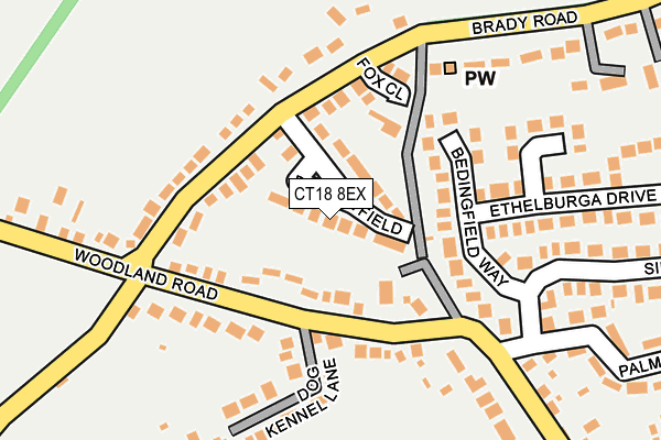 CT18 8EX map - OS OpenMap – Local (Ordnance Survey)