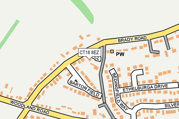 CT18 8EZ map - OS OpenMap – Local (Ordnance Survey)