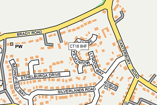 CT18 8HF map - OS OpenMap – Local (Ordnance Survey)