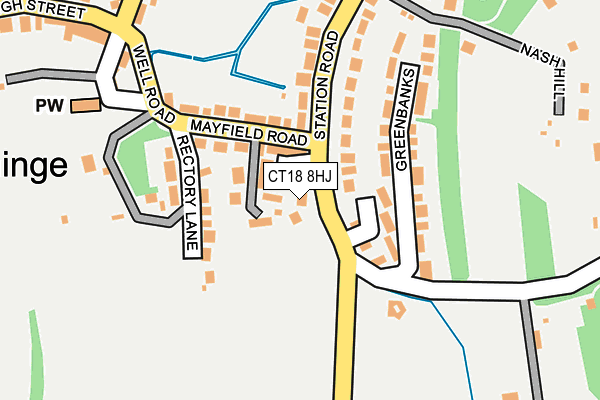 CT18 8HJ map - OS OpenMap – Local (Ordnance Survey)