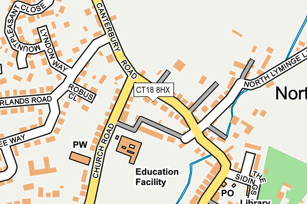 CT18 8HX map - OS OpenMap – Local (Ordnance Survey)