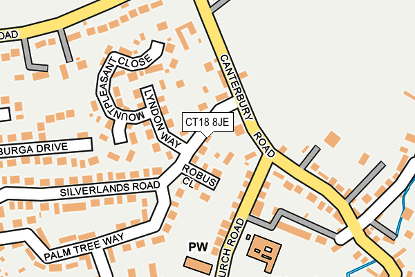 CT18 8JE map - OS OpenMap – Local (Ordnance Survey)