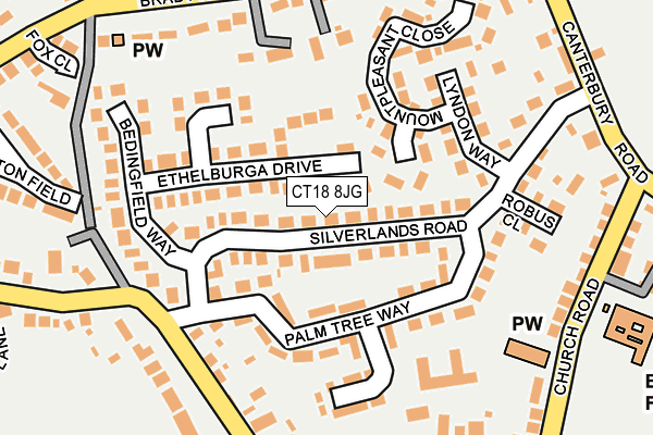 CT18 8JG map - OS OpenMap – Local (Ordnance Survey)