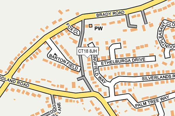 CT18 8JH map - OS OpenMap – Local (Ordnance Survey)