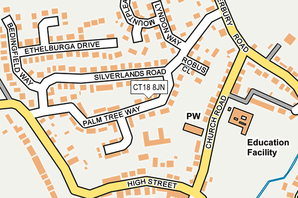 CT18 8JN map - OS OpenMap – Local (Ordnance Survey)