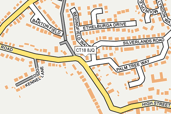 CT18 8JQ map - OS OpenMap – Local (Ordnance Survey)