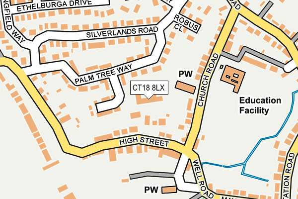 CT18 8LX map - OS OpenMap – Local (Ordnance Survey)