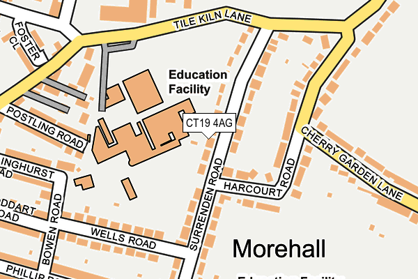 CT19 4AG map - OS OpenMap – Local (Ordnance Survey)