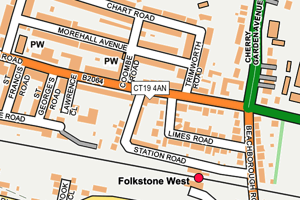 CT19 4AN map - OS OpenMap – Local (Ordnance Survey)