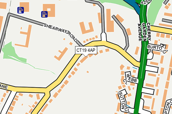 CT19 4AP map - OS OpenMap – Local (Ordnance Survey)