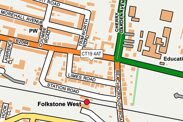 CT19 4AT map - OS OpenMap – Local (Ordnance Survey)