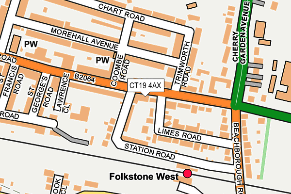 CT19 4AX map - OS OpenMap – Local (Ordnance Survey)