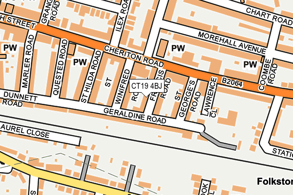 CT19 4BJ map - OS OpenMap – Local (Ordnance Survey)