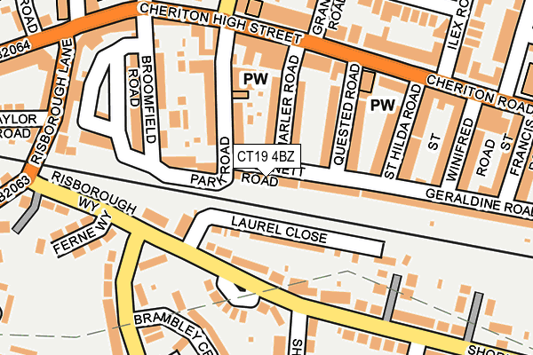 CT19 4BZ map - OS OpenMap – Local (Ordnance Survey)