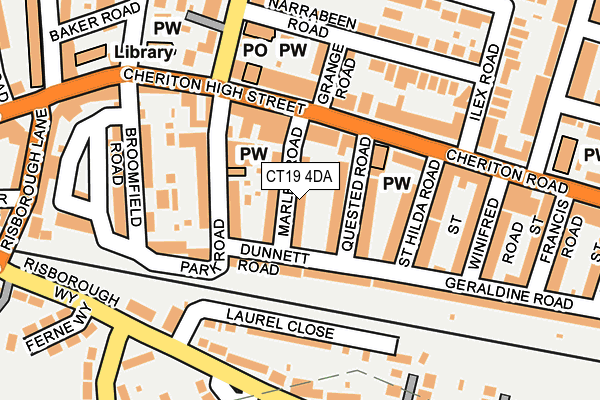 CT19 4DA map - OS OpenMap – Local (Ordnance Survey)