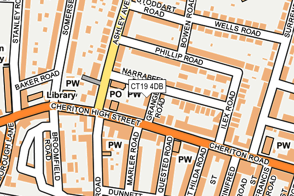 CT19 4DB map - OS OpenMap – Local (Ordnance Survey)