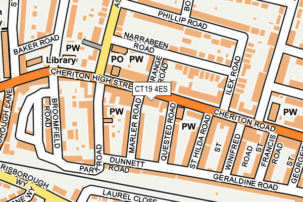 CT19 4ES map - OS OpenMap – Local (Ordnance Survey)