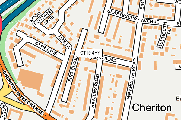 CT19 4HY map - OS OpenMap – Local (Ordnance Survey)