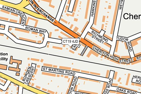 CT19 4JD map - OS OpenMap – Local (Ordnance Survey)