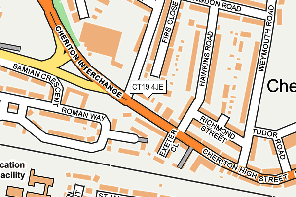 CT19 4JE map - OS OpenMap – Local (Ordnance Survey)