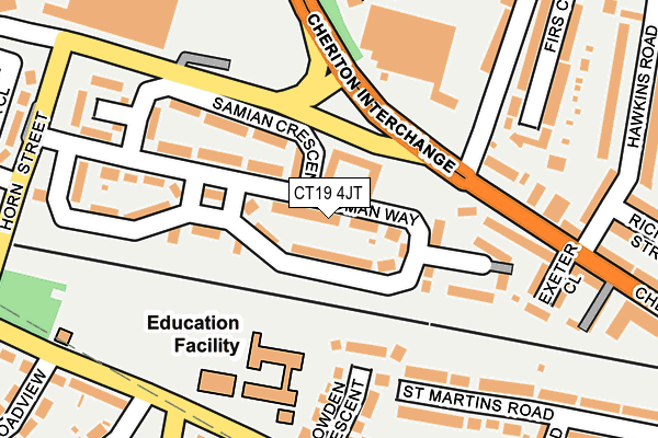 CT19 4JT map - OS OpenMap – Local (Ordnance Survey)